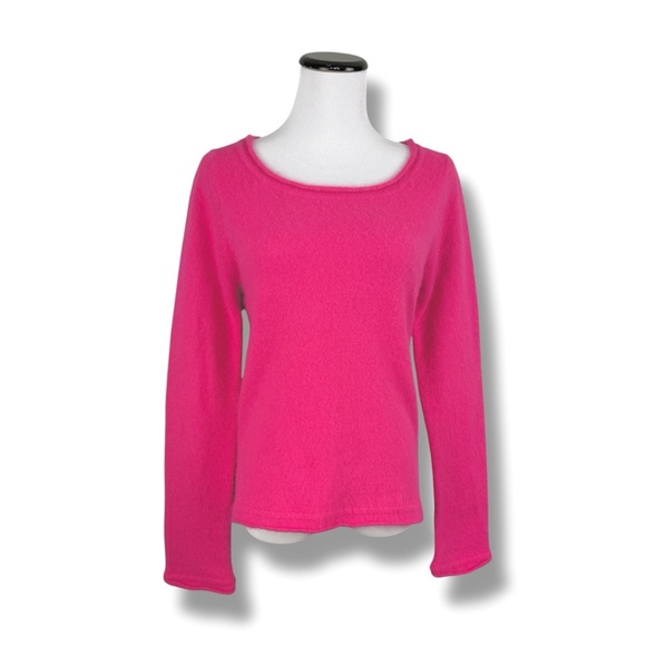 Anthropologie Angora Hot Pink Sweater M - Charlotte Tarantola, Fuzzy, Barbiecore - Picture 1 of 9
